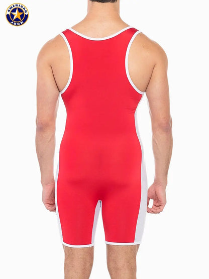 AMERICAN JOCK 8408 Men's Sports Takedown Singlet - Ribbon Red