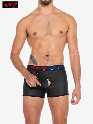 Boxer-short Hard Core 5527 pour homme en similicuir avec protection génitale - Minuit