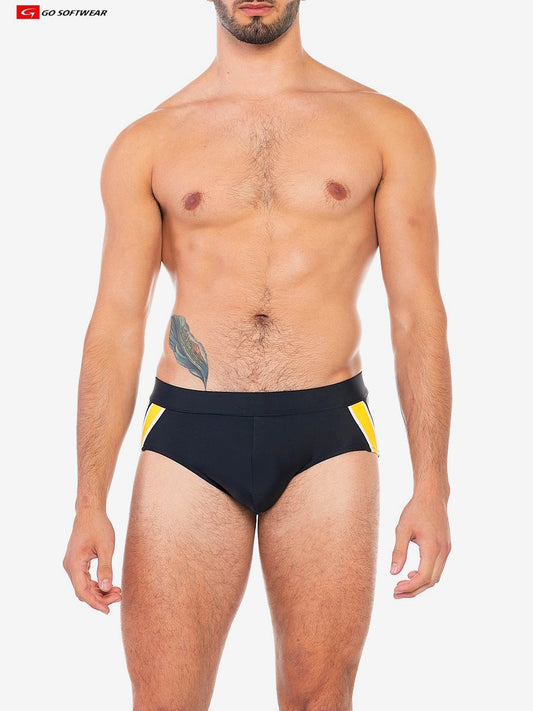 Go Softwear 4579 Men's Folsom Swim Brief - Black/Yellow