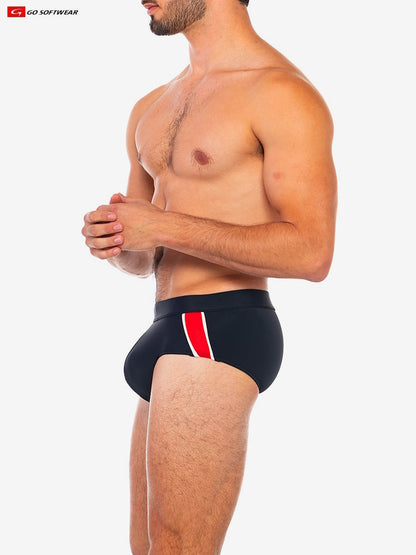 Go Softwear 4579 Men's Folsom Swim Brief - Black/Red