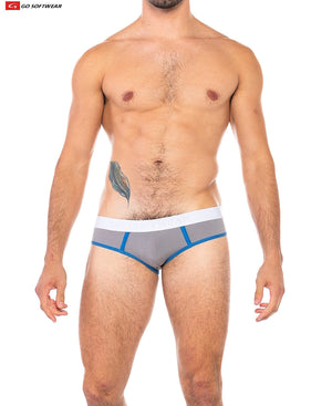 Slip homme Go Softwear 2011 Cal. Classic taille basse - Gris argent/Bleu pacifique