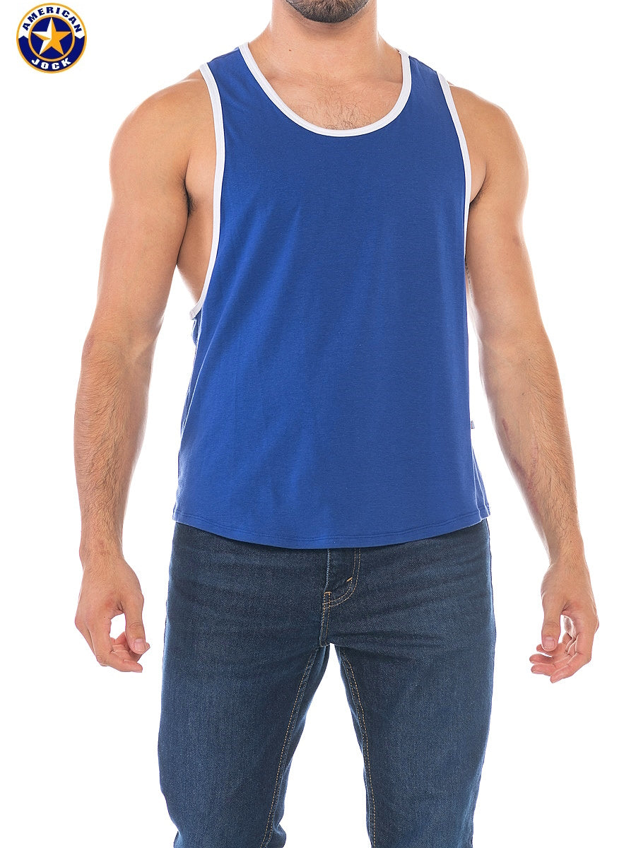 Débardeur de sport pour homme AMERICAN JOCK 8405 à emmanchures échancrées - Bleu roi