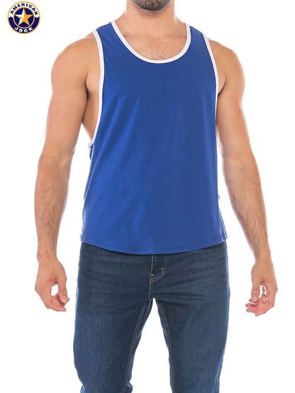 Débardeur de sport pour homme AMERICAN JOCK 8405 à emmanchures échancrées - Bleu roi