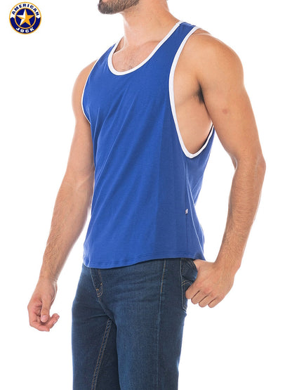 Débardeur de sport pour homme AMERICAN JOCK 8405 à emmanchures échancrées - Bleu roi