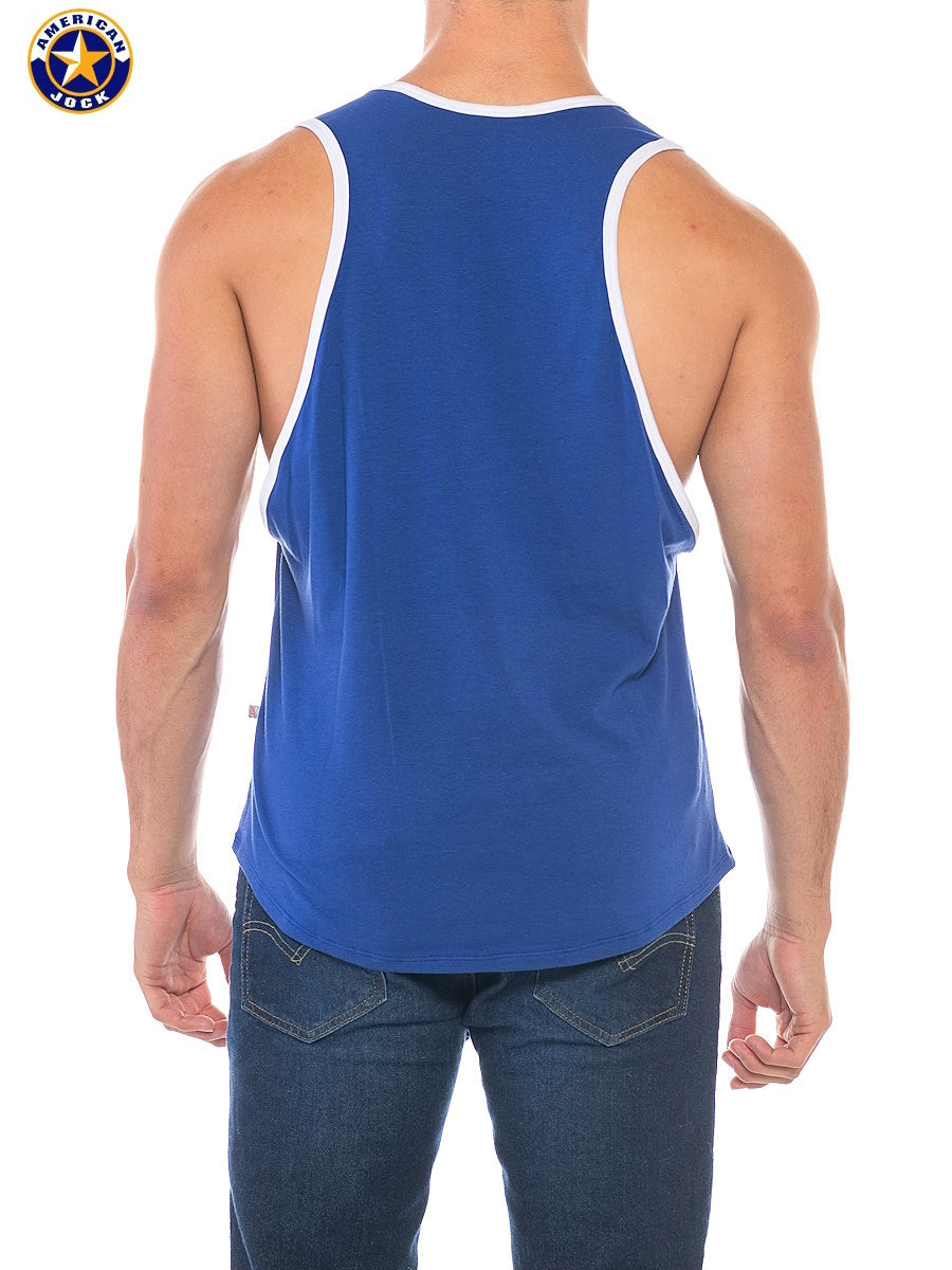 Débardeur de sport pour homme AMERICAN JOCK 8405 à emmanchures échancrées - Bleu roi