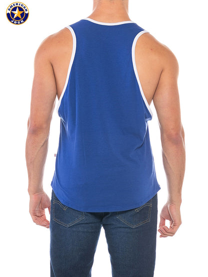 Débardeur de sport pour homme AMERICAN JOCK 8405 à emmanchures échancrées - Bleu roi