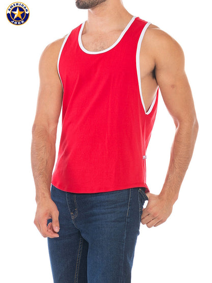 AMERICAN JOCK 8405 Men's Sports Deep Armhole Tank - Ribbon Red