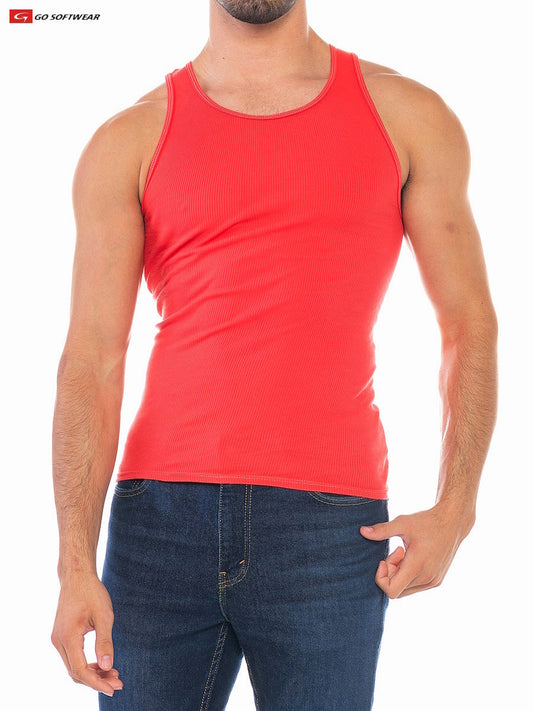 Débardeur côtelé pour homme Resort 4915 de Go Softwear - Corail Calypso