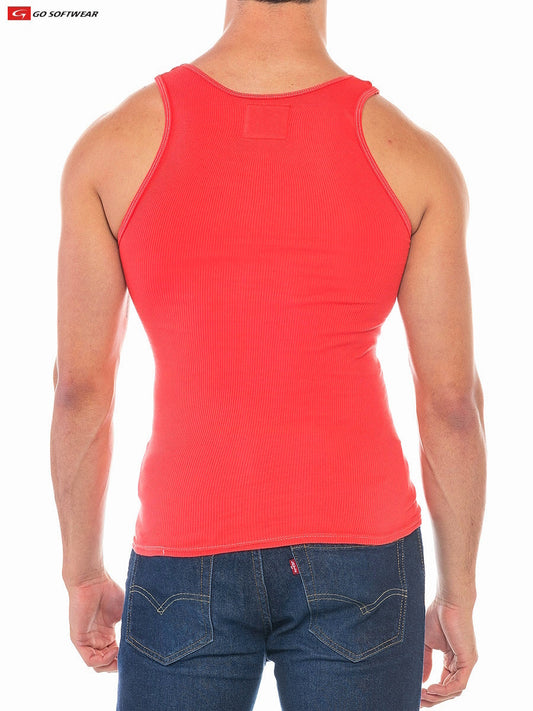 Débardeur côtelé pour homme Resort 4915 de Go Softwear - Corail Calypso