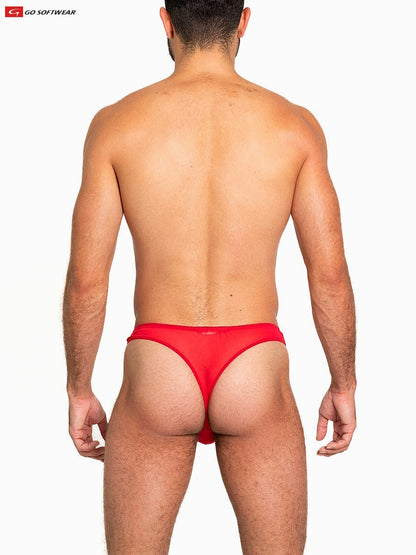 Go Softwear 3355 Men's Sheer Mesh Thong - Scarlet Red