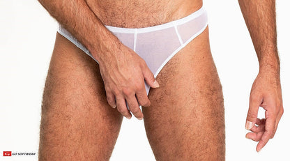 Go Softwear 3355 Men's Sheer Mesh Thong - White