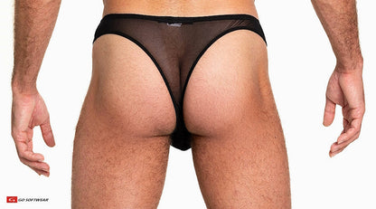 Go Softwear 3355 Men's Sheer Mesh Thong - Black