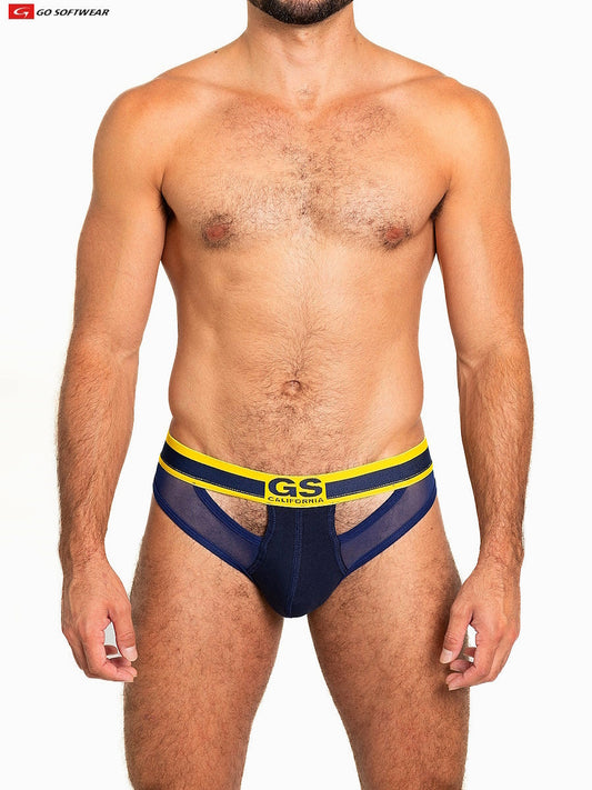 Go Softwear 6435 Men's Sheer Mesh Scoop Thong - Navy