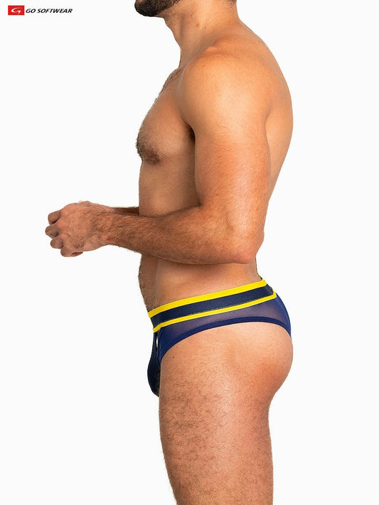 Go Softwear 6435 Men's Sheer Mesh Scoop Thong - Navy