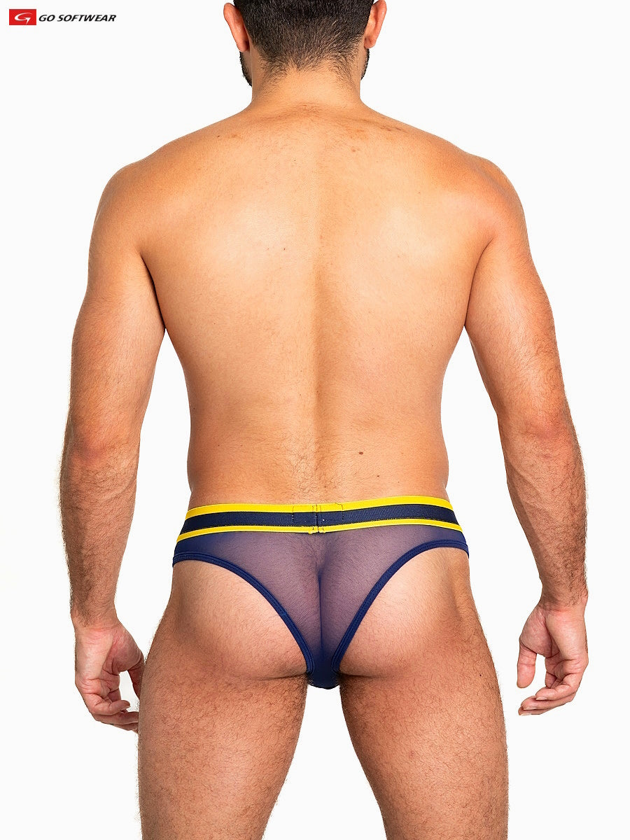 Go Softwear 6435 Men's Sheer Mesh Scoop Thong - Navy