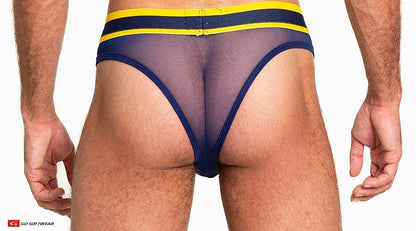 Go Softwear 6435 Men's Sheer Mesh Scoop Thong - Navy