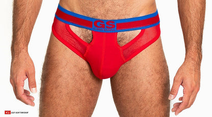 Go Softwear 6435 Men's Sheer Mesh Scoop Thong - Scarlet Red