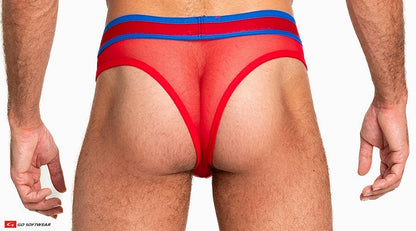 Go Softwear 6435 Men's Sheer Mesh Scoop Thong - Scarlet Red