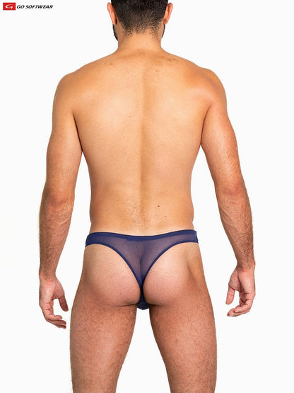 Go Softwear 3355 Men's Sheer Mesh Thong - Navy Blue