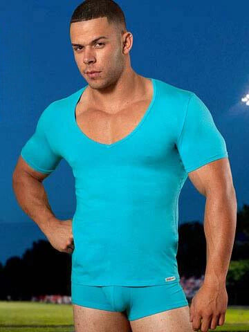 Doreanse deep v neck short sleeved athletic shirt in turquoise made for comfortable active wear size 2XL