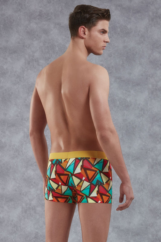 Doreanse prisma boxer brief underwear size m with vibrant geometric pattern and bold yellow waistband