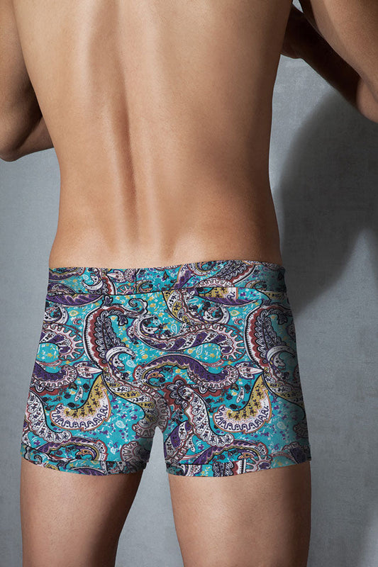 Doreanse tropic sea boxer brief underwear size s with turquoise and purple paisley pattern for men