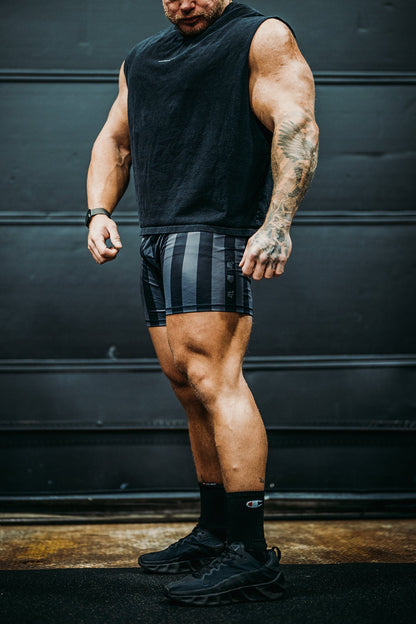 Jed North Men's Retro Bodybuilding Shorts - Black & Gray