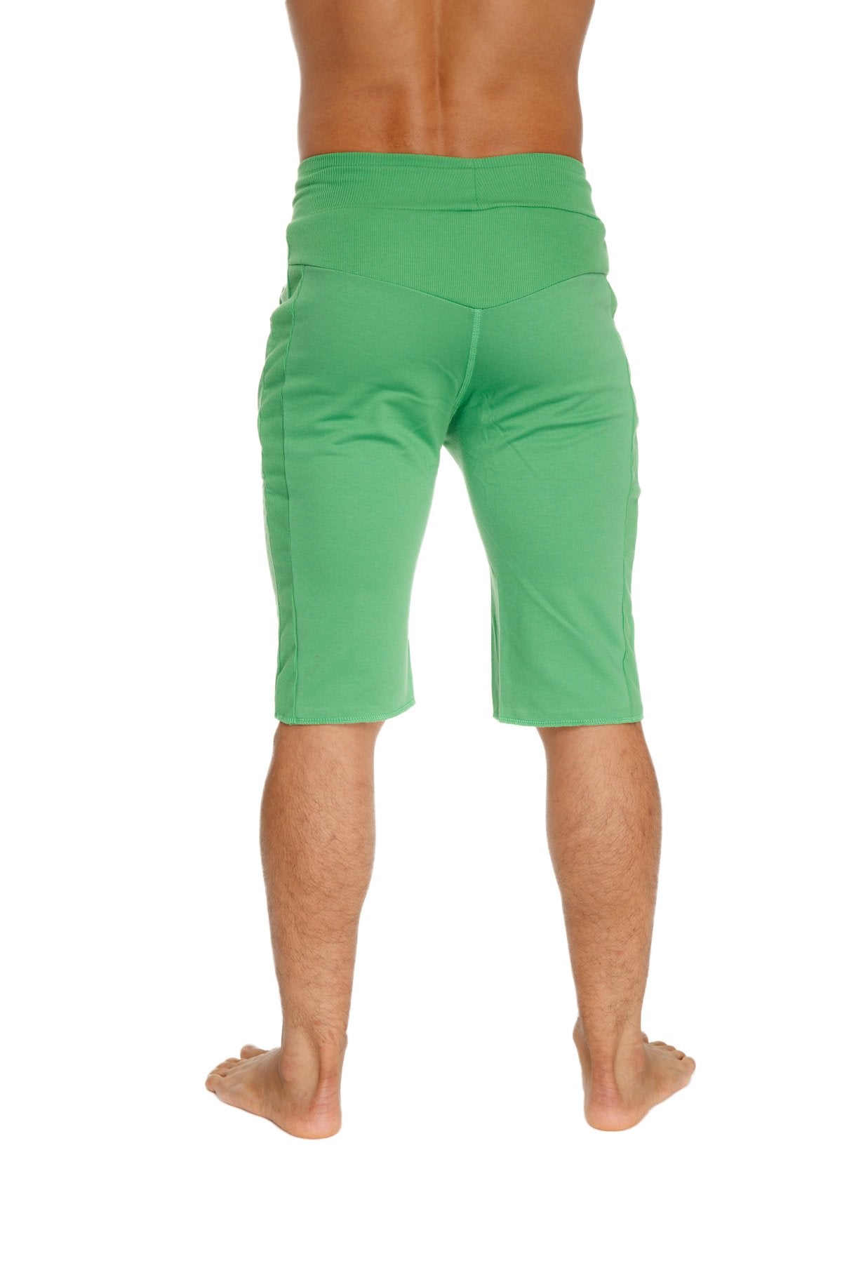 Eco-track short bamboo green athletic shorts with snug elastic waistband and smooth bamboo fabric for activewear