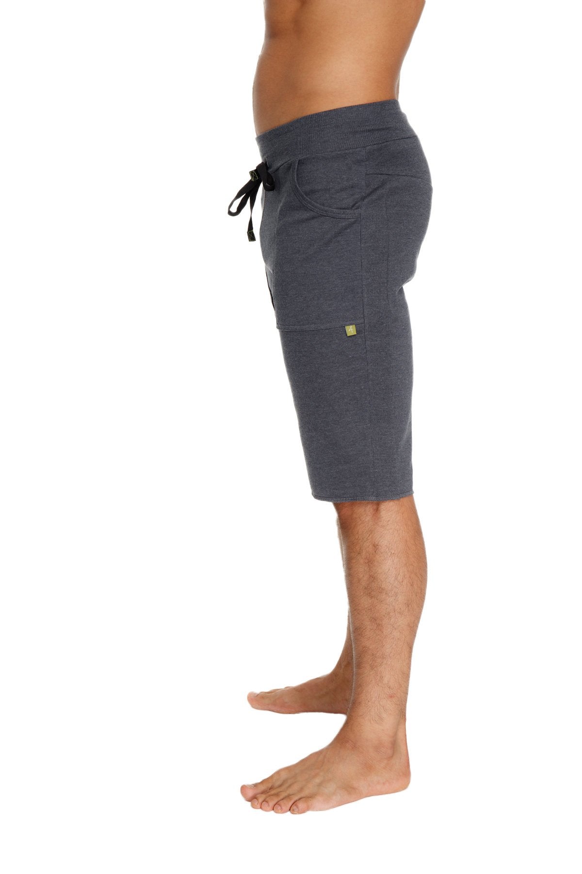 Eco-track short charcoal dark gray soft textured shorts with drawstring waist and side pockets for casual wear