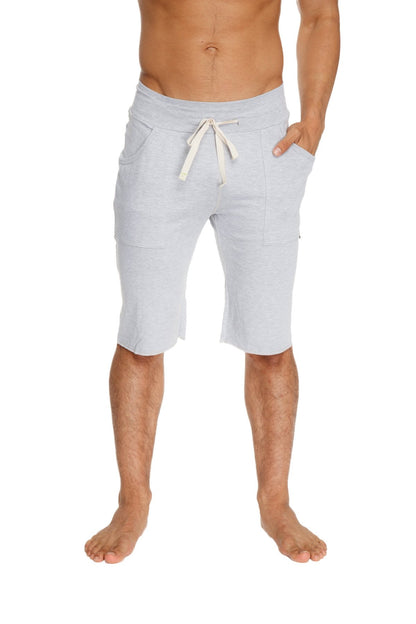 Eco-track short heather grey soft textured shorts with drawstring waistband and two side pockets