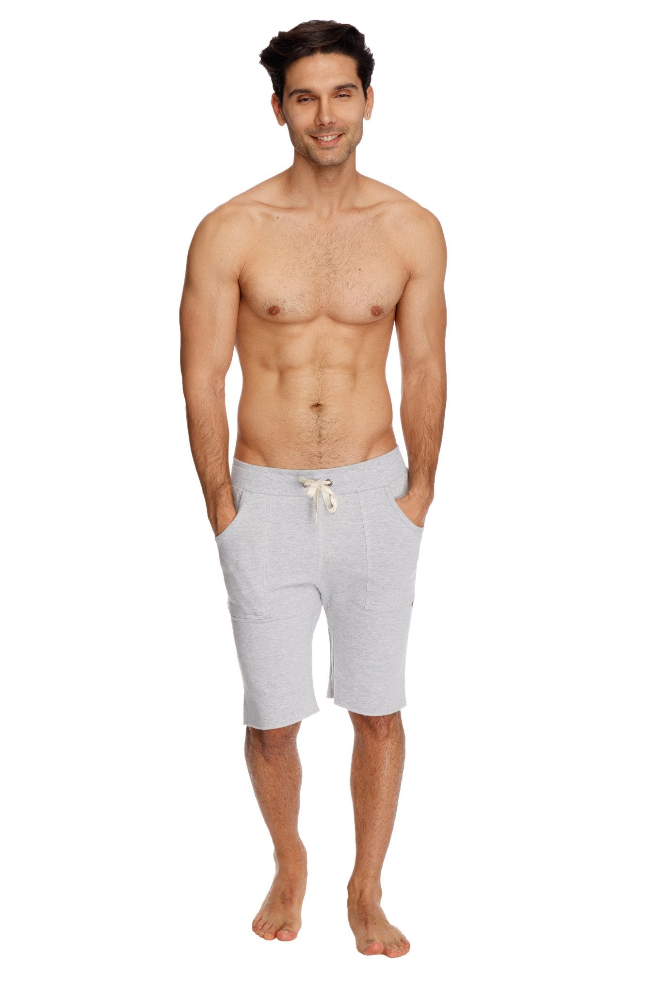 Eco-track short heather grey light gray soft textured shorts with drawstring waistband and side pockets