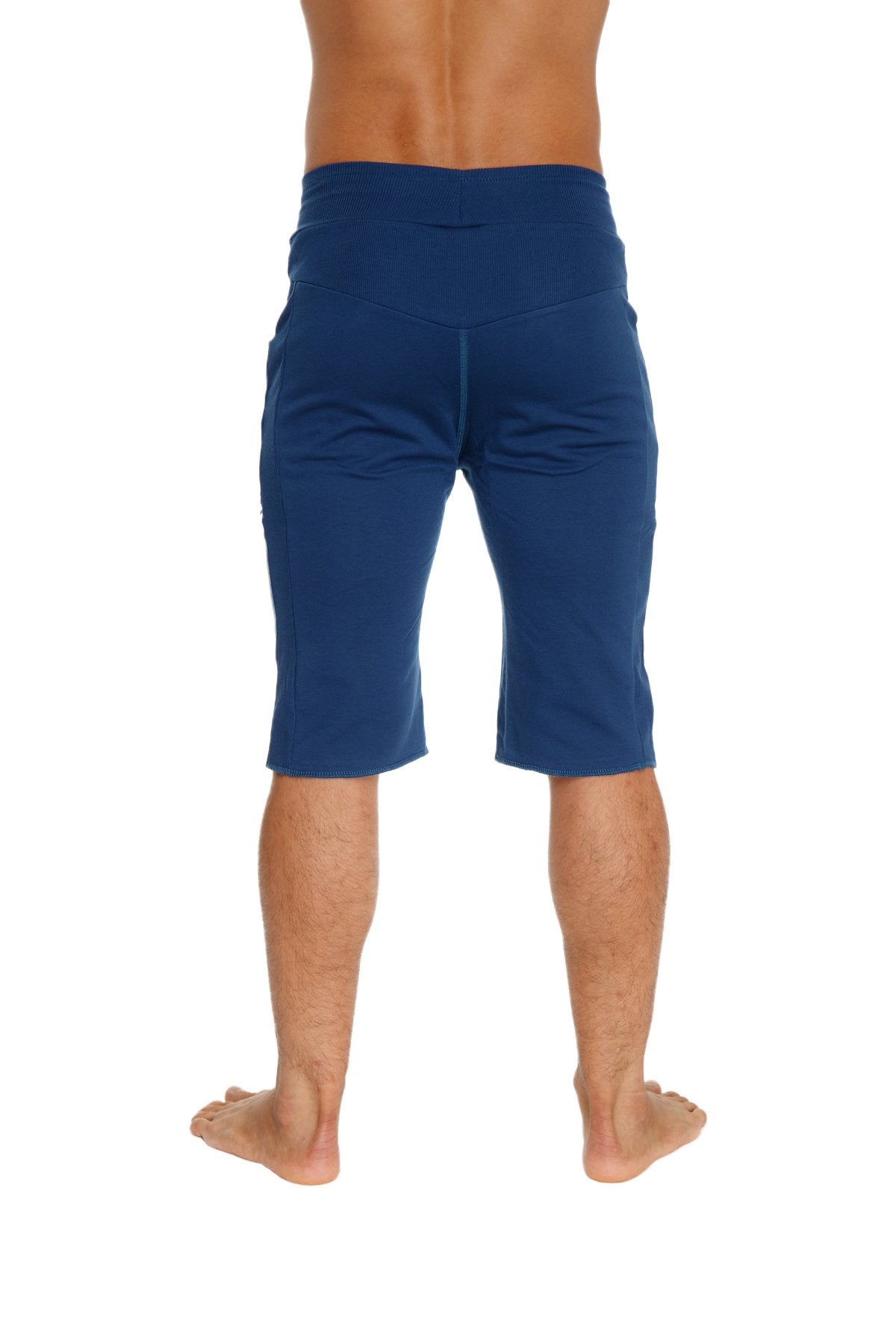 Eco-track short royal blue high-waisted navy blue athletic shorts with subtle side pockets made from eco-friendly material