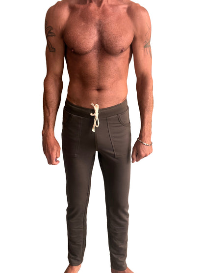 Eco-track and yoga sweat pant army green dark olive joggers with drawstring waist and front pockets in soft fabric