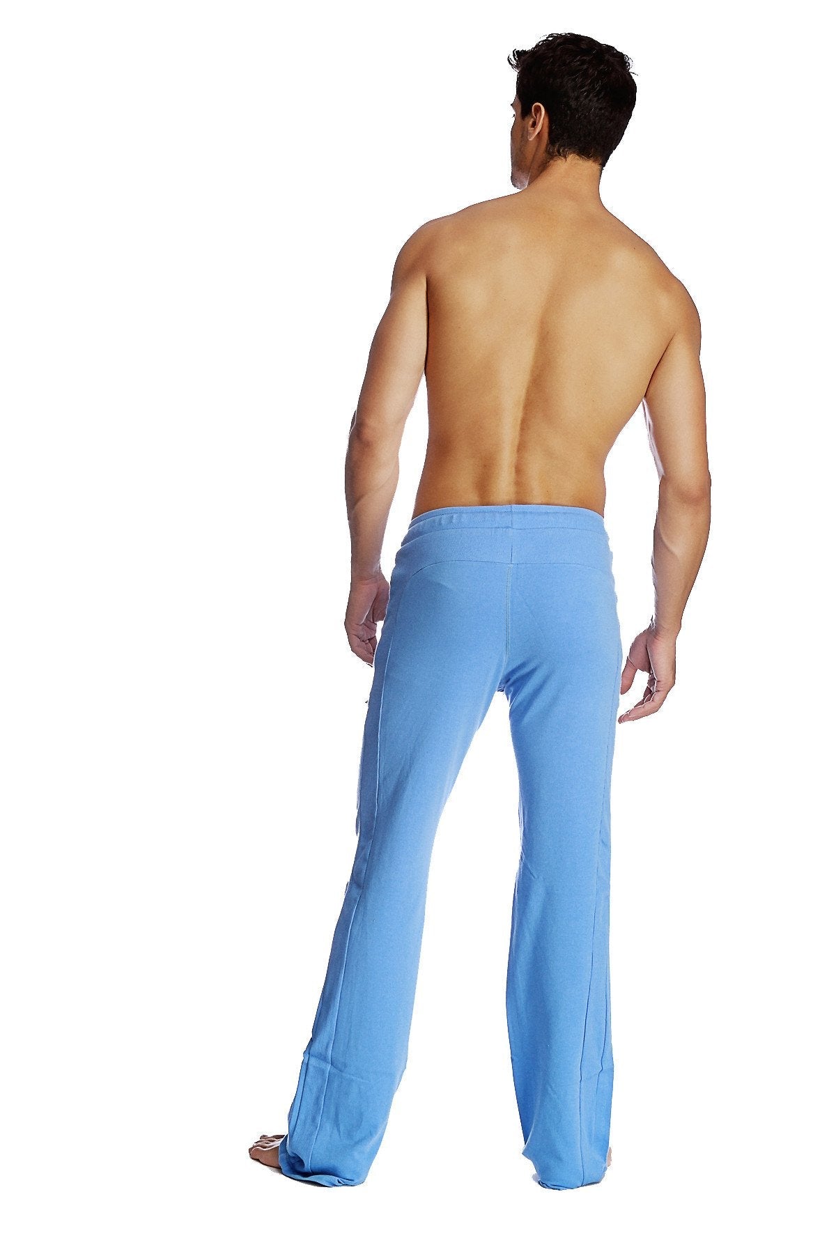 Eco-track and yoga sweat pant in ice blue smooth fabric with relaxed fit and straight legs for comfortable wear
