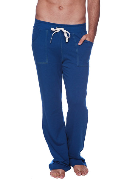 Royal blue eco-track and yoga sweat pant with soft fabric joggers white drawstring and front pockets