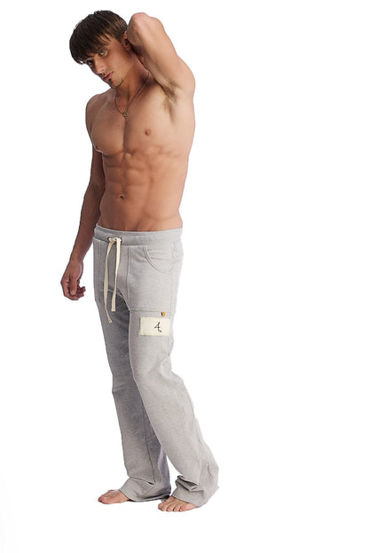 Edge Eco-Track & Yoga sweat pant heather grey with white drawstrings and a small patch on the left thigh
