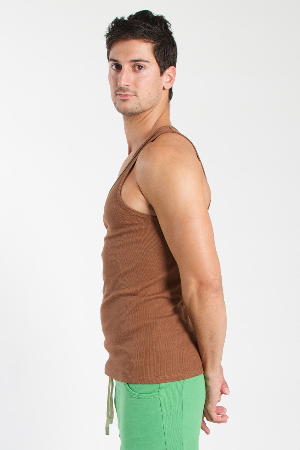 Edge Sustain tank top chocolate brown sleeveless fitted design made from sustainable material for casual wear