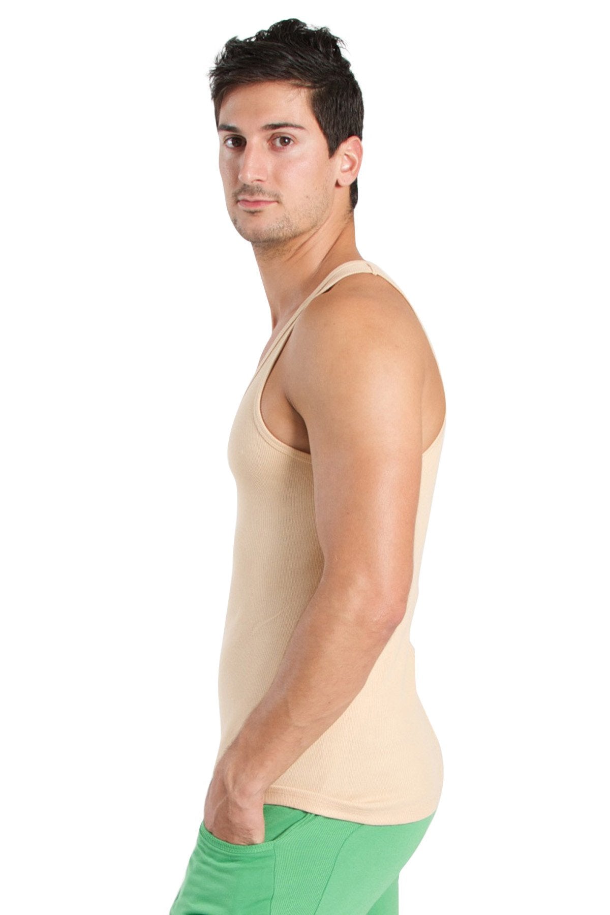 Edge Sustain tank top in sand beige with a fitted cut sleeveless design and thin straps for casual wear