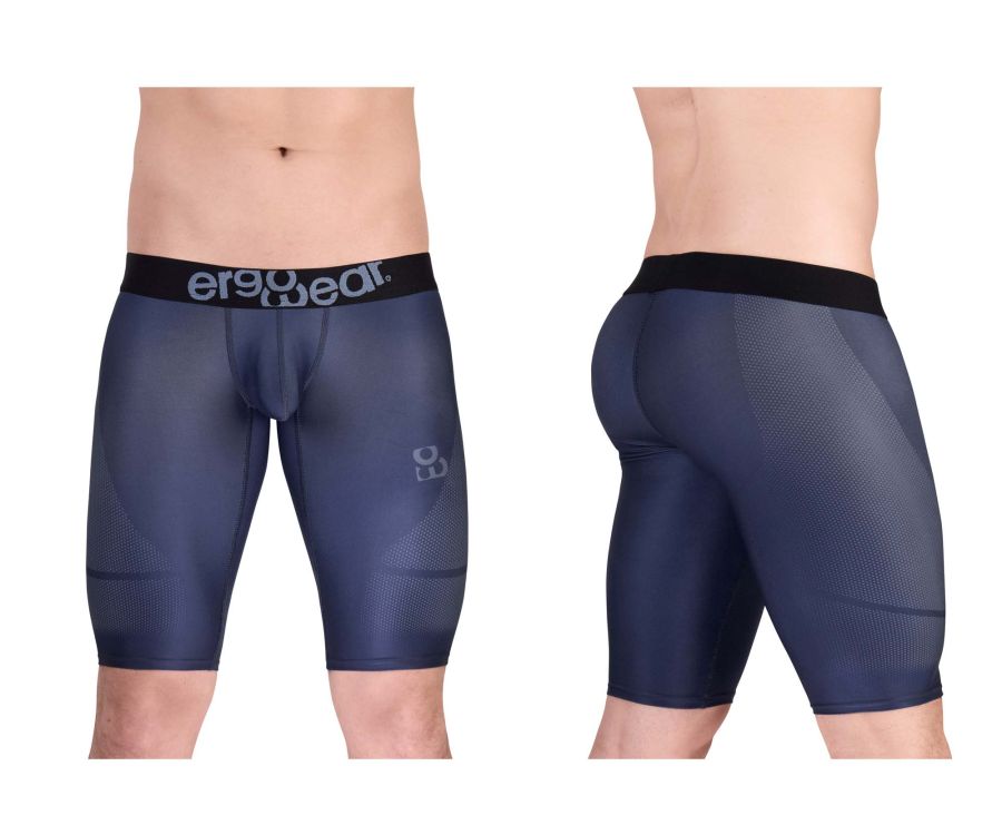 Ergowear ew1607 max se dark blue ergonomic compression athletic shorts with black waistband and gray logo detailing