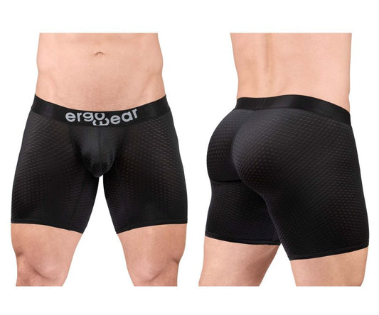 Black ergo wear ew1690 max flow boxer briefs with mesh texture and ergonomic design for comfort and airflow