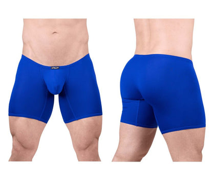 Vibrant royal blue ergoWear ew1710 x4d men’s boxer briefs with snug form-fitting design and seamless construction