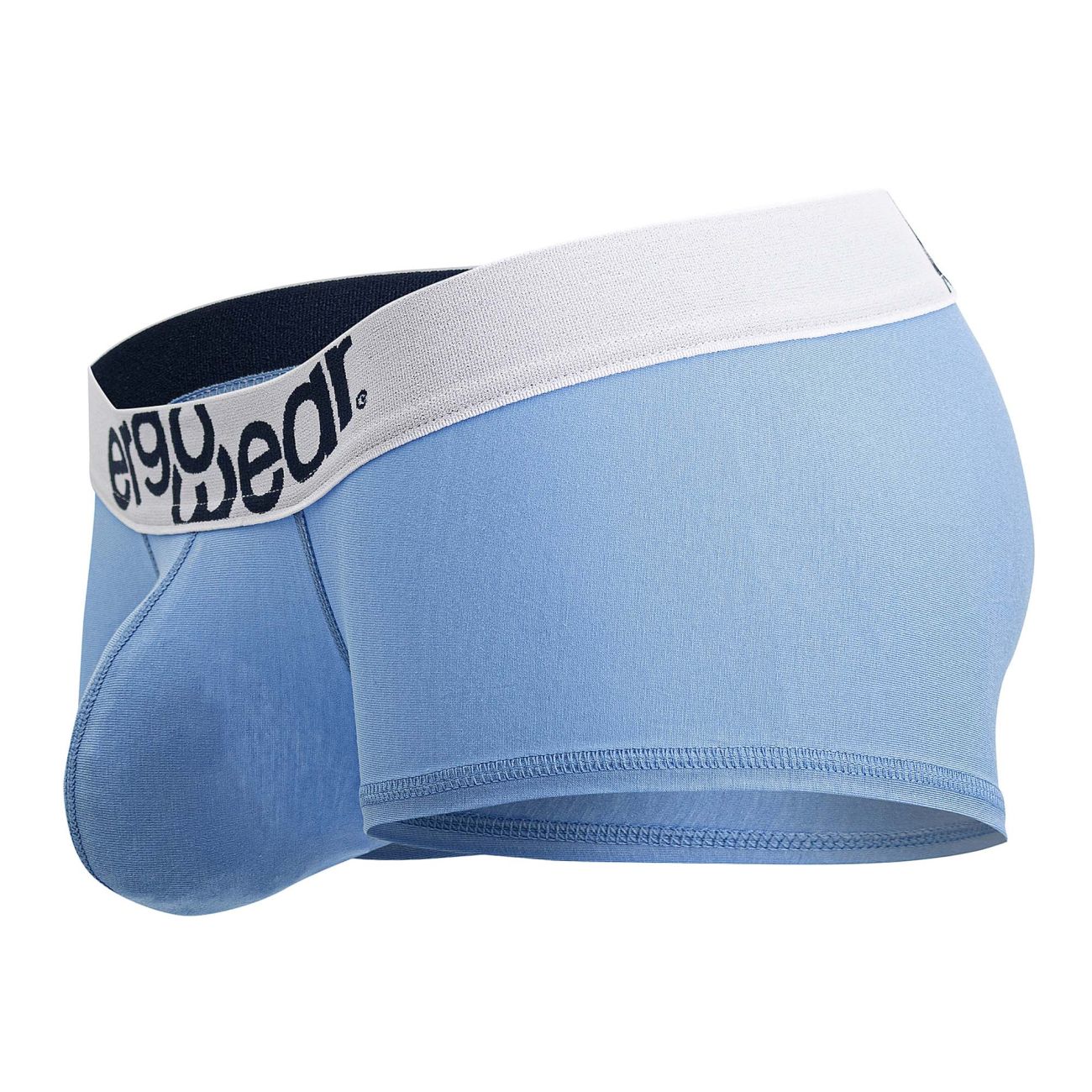 Light blue ergo wear ew1713 max cotton trunks with white waistband and black e90wear logo for comfortable support