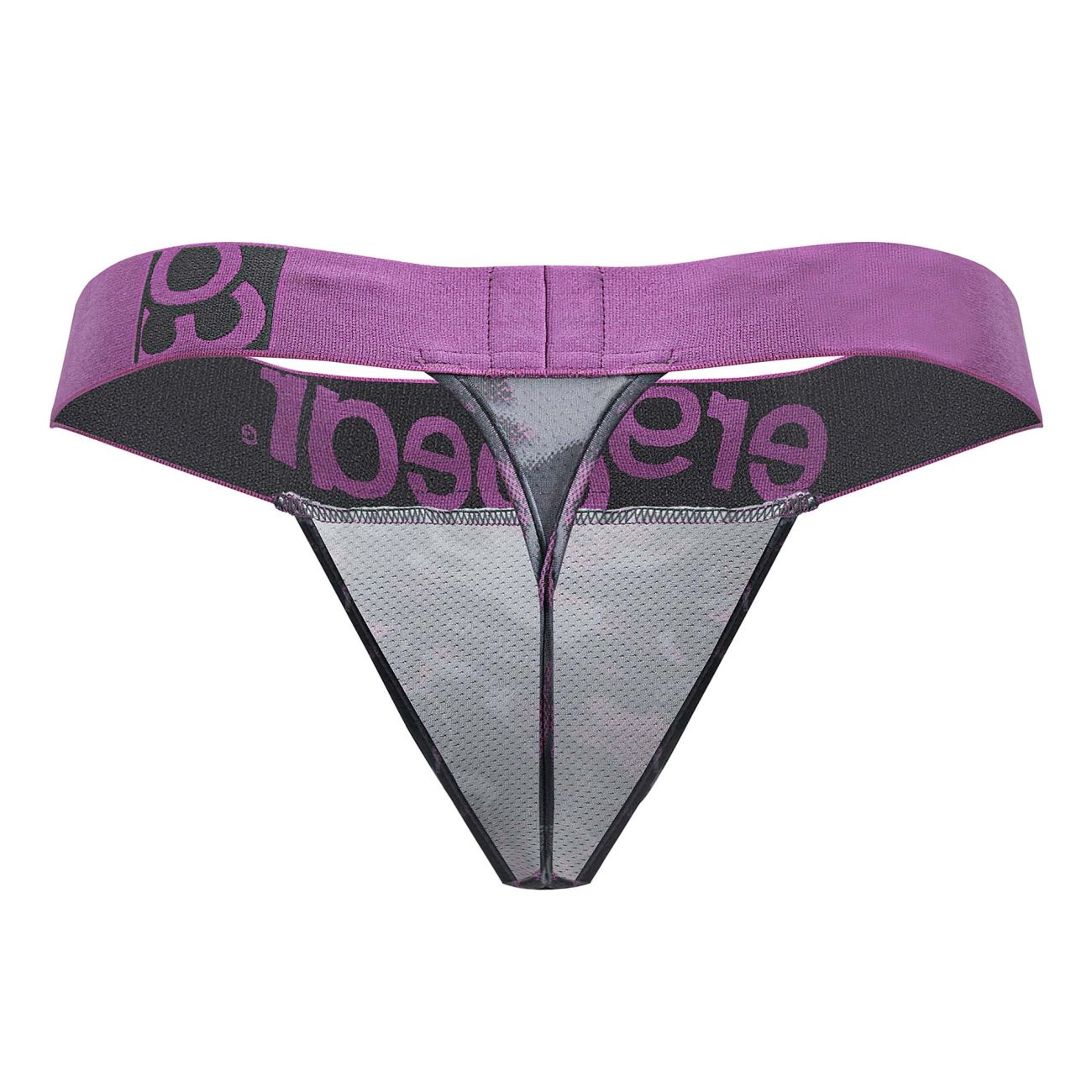 ErgoWear EW1714 MAX SE CAMO pink mesh thong with black waistband and elegance branding front view