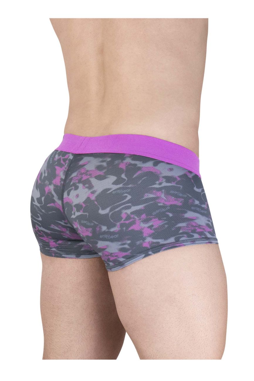 Ergo wear ew1716 max se camo trunks in pink with purple and gray camouflage briefs and solid purple waistband