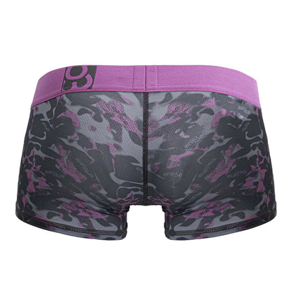 Ergowear ew1716 max se camo trunks purple and black camouflage boxer briefs with solid purple waistband
