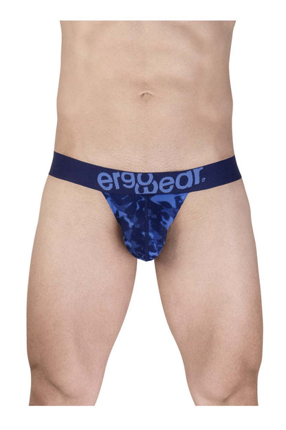 Blue camouflage men’s briefs with navy ergo wear waistband designed for comfort and style in ew1719 max se camo bikini