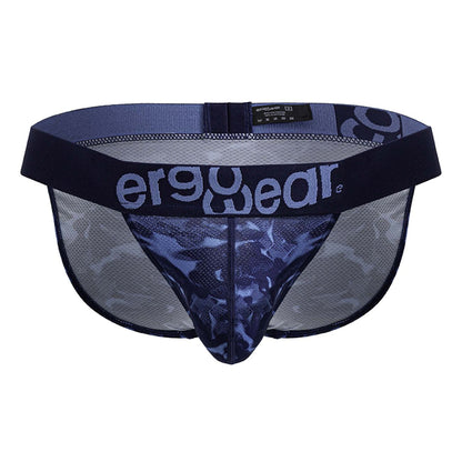 ErgoWear ew1719 max se camo bikini briefs in navy blue and gray camouflage with ergonomic mesh design and branded waistband