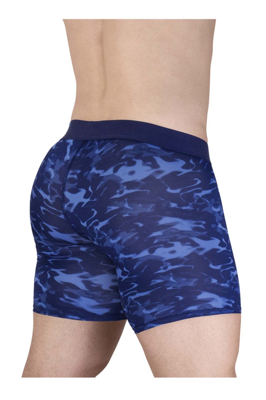 Ergowear ew1721 max se camo boxer briefs in blue blue camouflage pattern with solid navy waistband