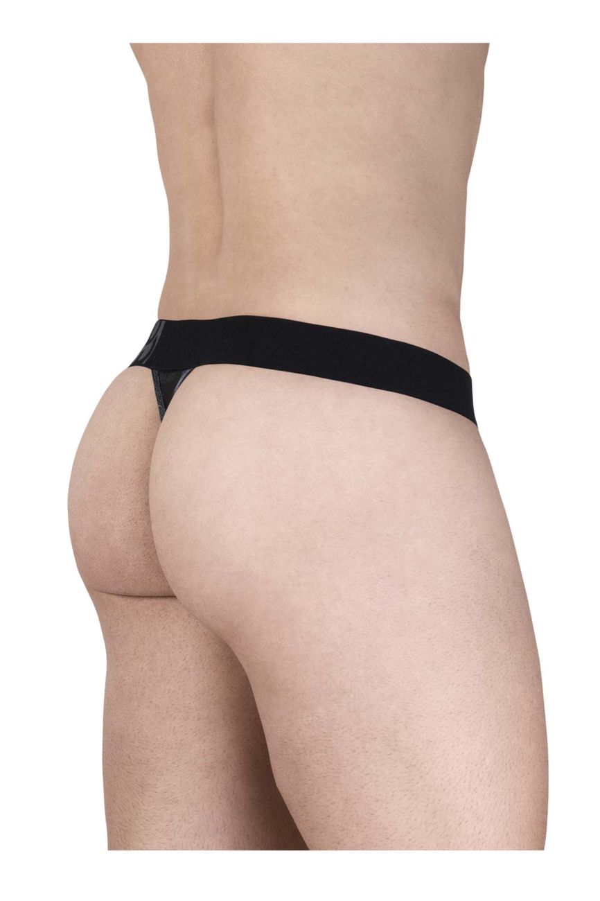 Black ergoWear ew1722 max se camo g-string with smooth stretchy fabric waistband shown from the back side