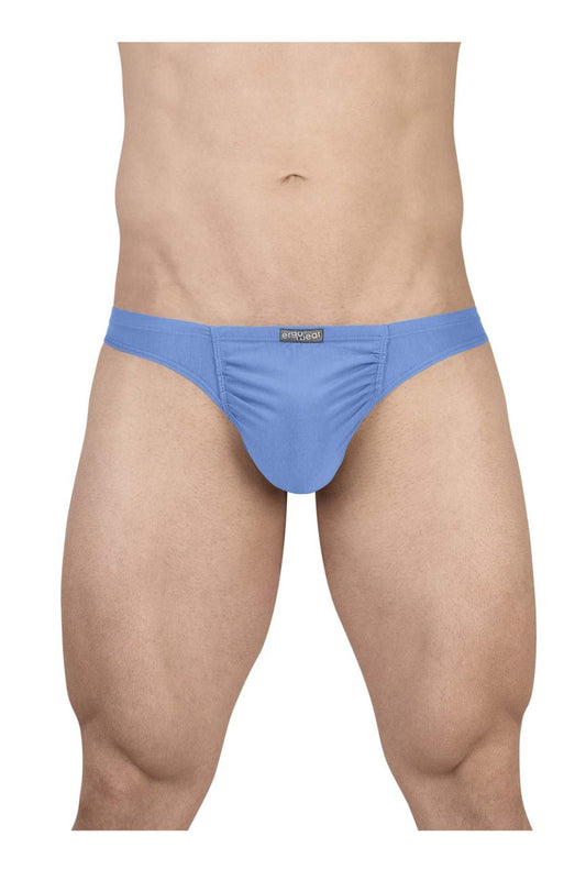 ErgoWear ew1730 feel gr8 light blue cotton men’s briefs with ruched front and black brand tag on waistband